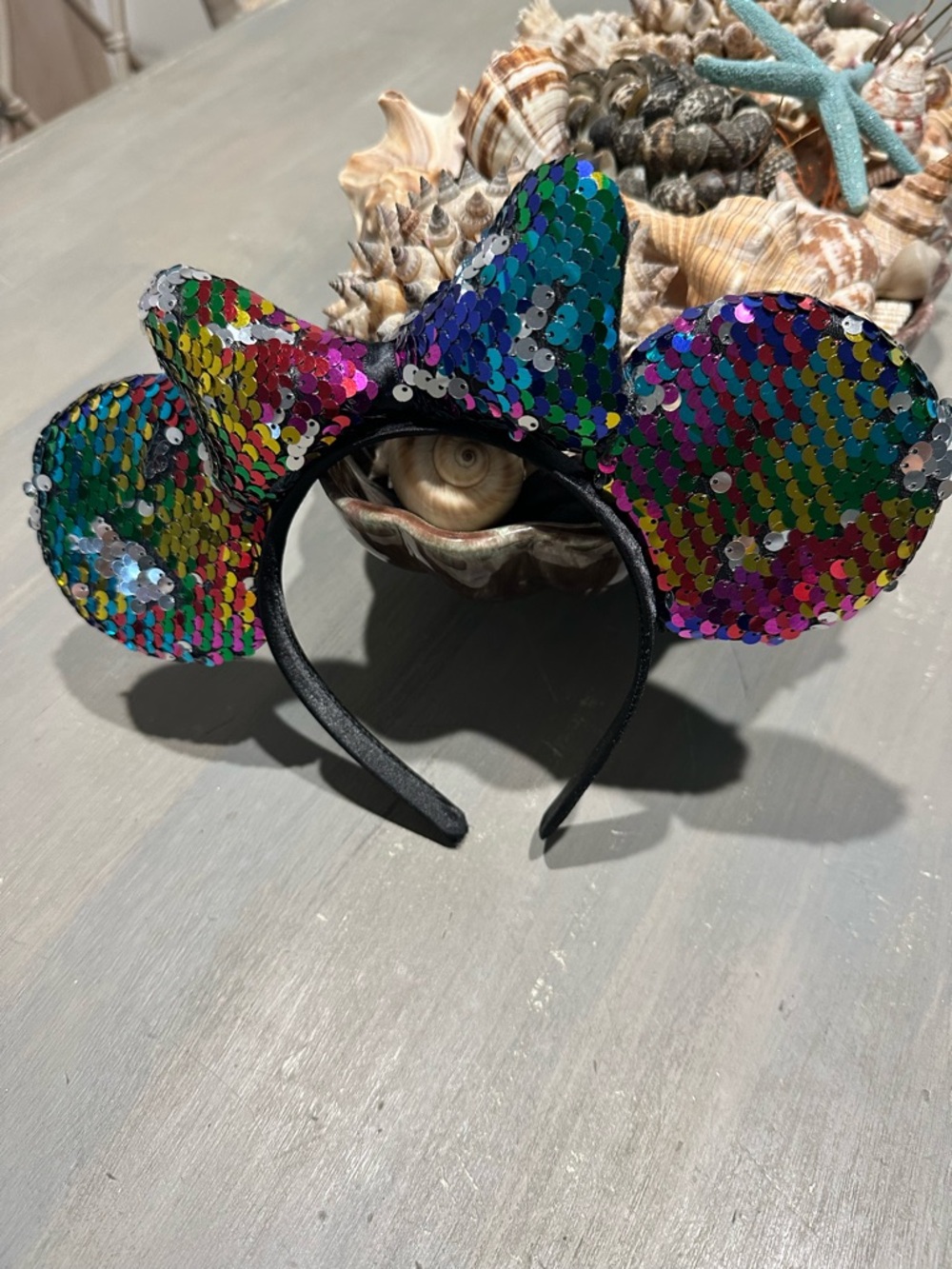 Iridescent Sequin Minnie Mouse Ear Headband - Multicolor